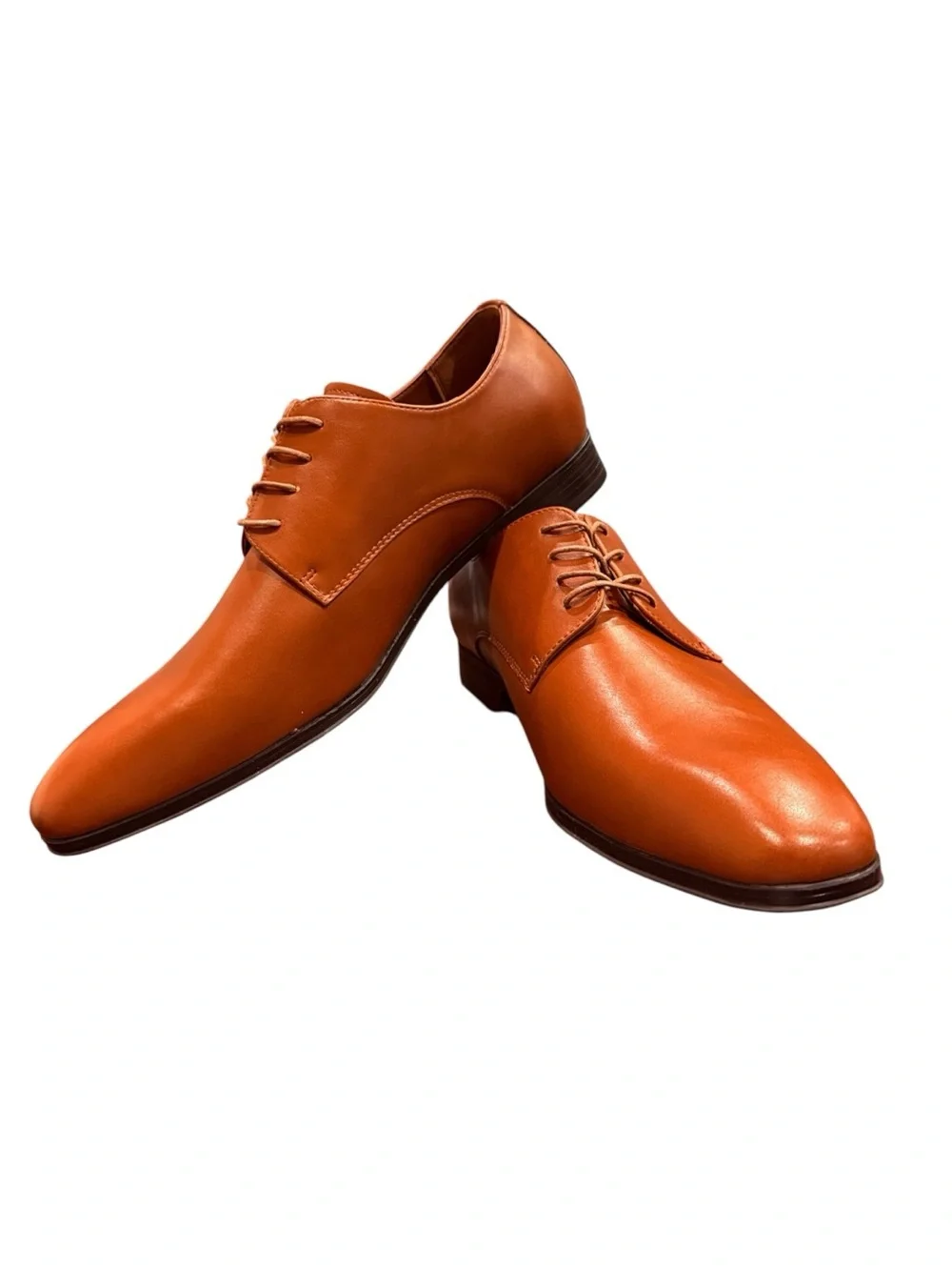 Perry Ellis Men’s Camel Brown Leather Dress Oxford Derby Lace Up Shoes Sz 12